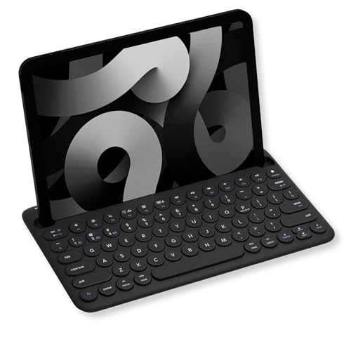 Macally Bluetooth Keyboard for Tablet | Wireless Keyboard for iPad mini/Air/Mini, iPhone (Multi-Device, Built-in Stand, Rechargeable) Easy to Use and Cute Portable - color: Black