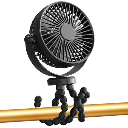 snawowo Mini Handheld Personal Portable Fan, Baby Stroller Fan, Car Seat USB or Battery Powered, with Flexible Tripod Clip on Student Bed Desk Bike Crib Treadmill Camping Traveling(Classic Black) - color: C-Classic Black