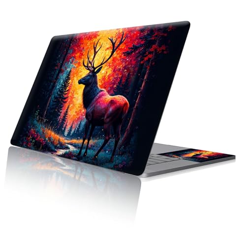 Reusable Universal Laptop Skin Sticker, Cut to Fit for 11.6–15.6 Inch Laptops, Waterproof Protective Film, No-Residue - Firelit Forest Deer - color: Firelit Forest Deer