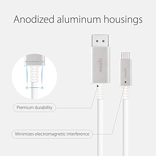Moshi USB C to DisplayPort Cable 1.5m/5ft, Support 5K@60 Hz, 4K HDR, VESA Certified, Aluminum Housing, Thunderbolt 3 Compatible (Ensure Monitors Accept DisplayPort Signal)