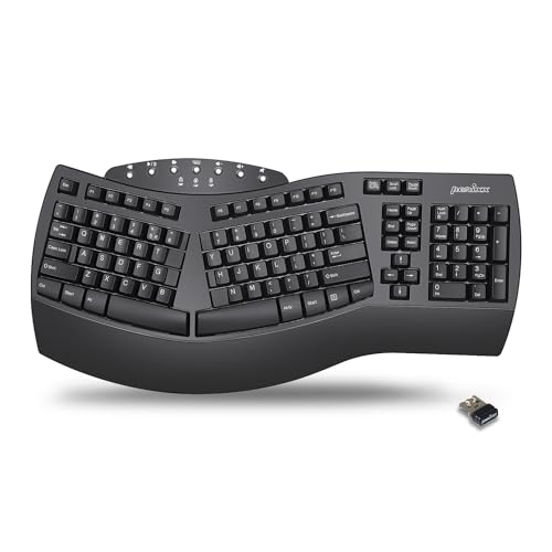 Perixx Periboard-612B Wireless Ergonomic Split Keyboard with Dual Mode 2.4G and Bluetooth Feature, Compatible with Windows 11 and Mac OS X System, Black, US English Layout - color: Black, style: Wireless