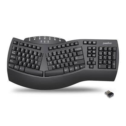 Perixx Periboard-612B Wireless Ergonomic Split Keyboard with Dual Mode 2.4G and Bluetooth Feature, Compatible with Windows 11 and Mac OS X System, Black, US English Layout - color: Black, style: Wireless