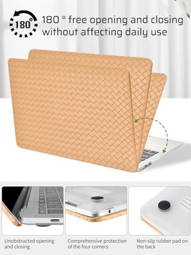 Seorsok Compatible with MacBook Air 13 Inch Case 2022-2018 Release A1932 A2179 M1 A2337 Touch ID,Elegant Leather Plastic Hard Shell Case Transparent Keyboard Cover,Brown Tartan PVC,No Logo Cutout - color: Brown( Tartan PVC), size: Air 13(A1932 A2179 M1 A2