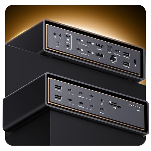 iVANKY 26-in-1 FusionDock Ultra Compatible with Thunderbolt 5, 10GbE MacBook Docking Station, Quad 6K/Triple 8K Display Dock for Mac M1-M5 Pro/Max, 120Gbps, 240W (Incompatible with Windows) - color: Black (Ultra)