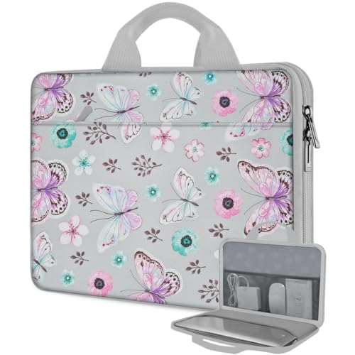 Hseok Laptop Case 13.3-14 inch Sleeve, TSA Computer Handbag Water-Resistant and Shockproof Bag Compatible with MacBook Pro/Neo 14", Mac Air/Pro 13.3" and 13"-14" Notebooks Chromebooks,Butterfly - color: Butterfly