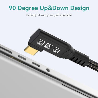 USB4 Cable, with Thunderbolt 4, 240W Charging, 40 Gbps Data, 8K @ 60Hz HDR, USB C to USB C Cable, 90Degree for MacBook,Hub, Dock, M2, M3, Mac SSD (90Degree USB4 40G 240W 2M) - size: 90Degree USB4 40G 240W 2M