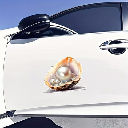 Pearl Oyster Shell Vinyl Decal Sticker, 10.6 x 8.6 in, Waterproof, for Cars, Laptops, Glass, and Walls, 2-Piece Set #MT010A