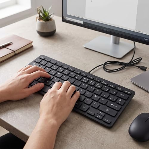 Asixxsix 78 Keys Wired Keyboard, USB Wired Minority Language Keyboard with 1.35M Cable, Plug and Play for Office, Computer and Laptop (French) - size: French
