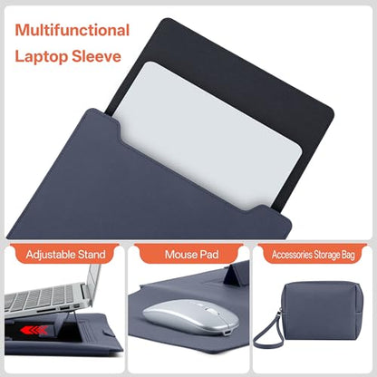 13-14 Inch Protective Laptop Sleeve Case with Stand, for MacBook Pro 14'' M5~M1, Pro/Max(2026-2021), MacBook Air 13.6'' M5-M2, (2026-2022), iPad Air/Pro Surface, PU Leather Laptop Case (13"-14" Blue) - color: Blue, size: 13-14 Inch