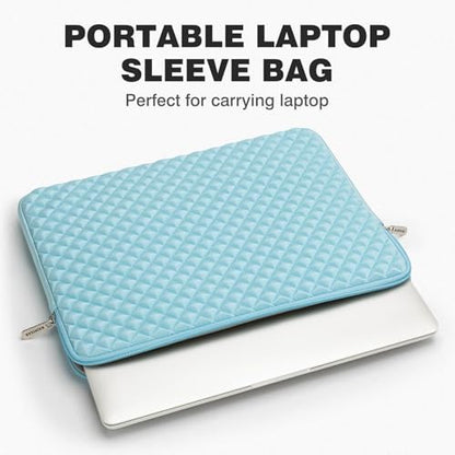 RAINYEAR 11 Inch Laptop Sleeve Shockproof Diamond Foam Padded Case, Blue | Protective Soft Fluffy Lining Carrying Bag Case Compatible with 11.6'' MacBook Air 13” MacBook Neo A18, 11" Computer Notebook - color: Blue, size: 11"-11.6"