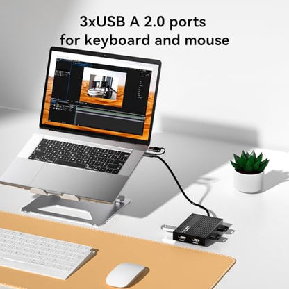 ACASIS USB C to Dual HDMI DisplayLink Adapter for Mac M1/M2/M3/M4/Windows | USB C DisplayLink Docking Station with 2HDMI 4K@60Hz, 3USB-A Ports, 100W PD Charging ,USB A/C to Dual Monitor Adapter(Black) - color: Black