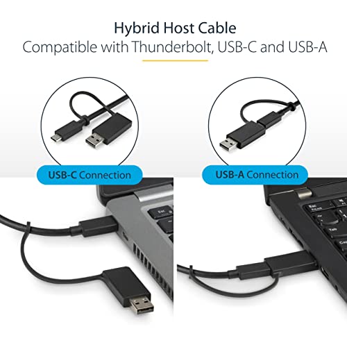 StarTech Hybrid USB-C USB-A Universal Dual 4K HDMI DP Dock for Mac, 100W | DisplayLink, 4-port 5Gbps hub, Gigabit Ethernet, audio, K-slot, for Windows, macOS, Ubuntu and ChromeOS, fast-charge ports