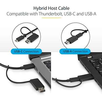 StarTech Hybrid USB-C USB-A Universal Dual 4K HDMI DP Dock for Mac, 100W | DisplayLink, 4-port 5Gbps hub, Gigabit Ethernet, audio, K-slot, for Windows, macOS, Ubuntu and ChromeOS, fast-charge ports