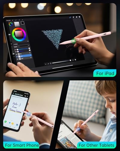 MEKO Universal Stylus Pen for Apple iPhone & Android & iPad, 2X Fast Charge Active Stylus Pencil for All Touch Screen, High Sensitivity Capacitive Stylus for Smartphone Apple Watch Tablet-Lihgt Pink | Dual-Mode Control, 2X Fast Charge,Fine Active Pencil f
