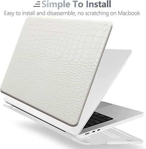 Compatible with Crocodile MacBook Air 13 inch Case 2021 2020 2019 2018 M1 A2337 A2179 A1932, Textured Elegant Luxury Aligator Skin Snakeskin PU Leather Hard Shell & Keyboard Cover, White - color: # White Crocodile