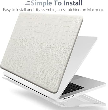 Crocodile Case for MacBook Air 13 inch 2026 M5, 2022-2025 M4/M3/M2 | Model A3449 A3240 A3113 A2681, Texture Crocodile Aligator Skin Snakeskin PU Leather Hardshell Case & Keyboard Cover, White - color: ## White Crocodile