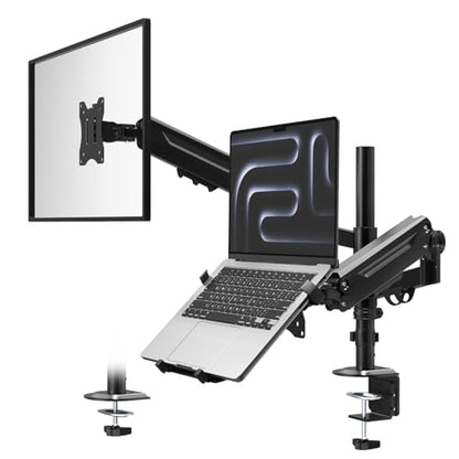 PUTORSEN Laptop Arm Mount for up to 35'' Monitors, Laptop Tray for Max 18'' Notebook, Fully Adjustable Spring Laptop Desk Mount Holds Max 19.8lbs, VESA 75x75/100x100 mm