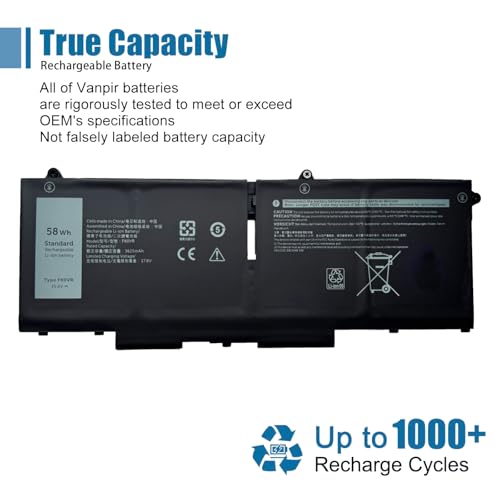 FK0VR Laptop Battery Replacement for Dell Latitude 5530 7530 5330 7330 5430 7430 2-in-1 Precision 3570 Series H4PVC 8WRCR 0Y86WG 78FWY 51R71 8P81K Y86WG HFN8K P133G P134G 15.2V 58Wh 3625mAh - size: 9.49*3.42*0.26 inch FK0VR