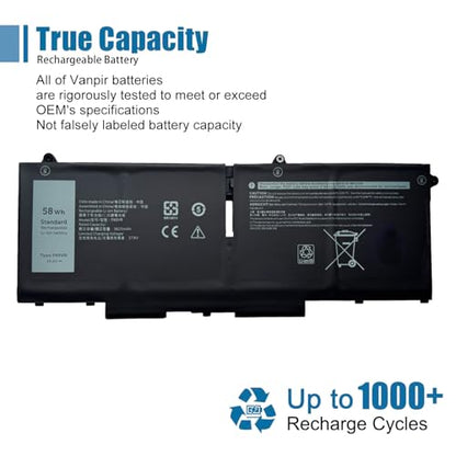 FK0VR Laptop Battery Replacement for Dell Latitude 5530 7530 5330 7330 5430 7430 2-in-1 Precision 3570 Series H4PVC 8WRCR 0Y86WG 78FWY 51R71 8P81K Y86WG HFN8K P133G P134G 15.2V 58Wh 3625mAh - size: 9.49*3.42*0.26 inch FK0VR