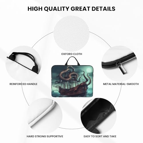 14 Inch Laptop Sleeve Case Waterproof Lightweight Laptop Case Bag Octopus Ship Travel Laptop Bag With Handle Briefcase Messenger Bag For Women Men