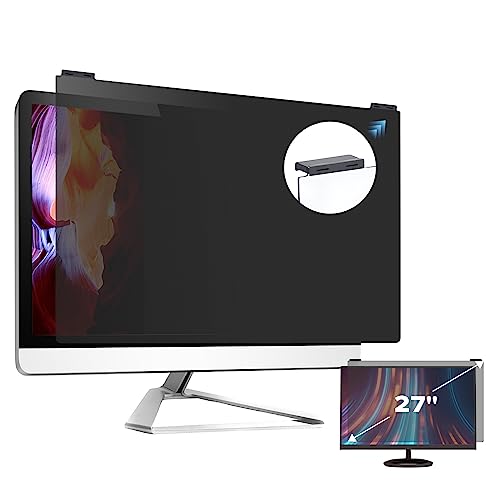 Computer Privacy Screen Filter 27 Inch, 9H Hardness Hanging Computer Screen Privacy Shield Compatible with 16:9 Widescreen Monitor, Eye Protection and Blue Light Blocks - size: 27 inch