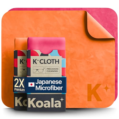 Koala Lens Cleaning Cloth | Japanese Microfiber | Pink & Orange (Pack of 2) | Glasses Cleaning Cloths | Eyeglass Lens Cleaner | Eyeglasses, Camera, VR/AR Headset, and Screen Cleaner | Washable & Reusable - color: Pink / Orange, size: 2 Pack