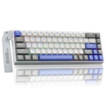 AULA WIN68 HE MAX - Hall Effect Gaming Keyboard with Magnetic Switch, Adjustable Actuation Fast Trigger Mode, 8KHz Polling Rate, RGB Backlit Wired Mechanical Gaming Keyboard 60 Percent Compact Design - color: Grey&White&Blue-Max Version