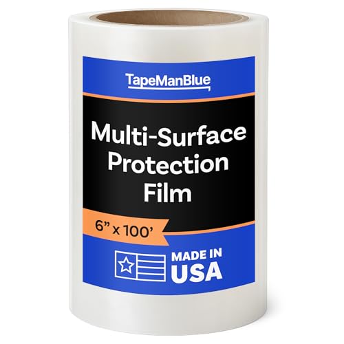 TapeManBlue Low Tack Protective Film, 6 inch x 100' Roll, Temporary Protection for Flat, Hard Surfaces