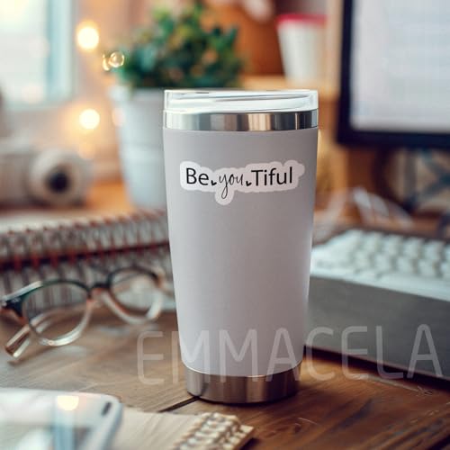 BeYouTiful Stickers – Inspirational Quote Waterproof Vinyl Decals for Laptops, Water Bottles, Tumblers, Notebooks – Motivational Aesthetic Stickers for Teens, Girls, Women – 3 x 1.1 Inch (3 Pack) - color: Beyoutiful