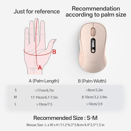 XBG B15Pro Tri-Mode Wireless Bluetooth Mouse with LED Display for Laptop | Bluetooth 5.0/4.0 & 2.4G, 2400 DPI, 500mAh Type-C Rechargeable, Ergonomic Silent Click, Multi-Device for PC Tablet Office - style: B15 Pro-Pink