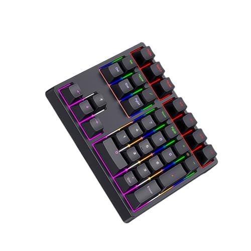 XUMIUZIY Number Pad, Mechanical Numeric Keypad with RGB Backlit, Hotswap Blue Switches, PBT Keycaps, 34 Keys USB Wired Numpad for Laptop, Computer, PC (Black) - color: Black