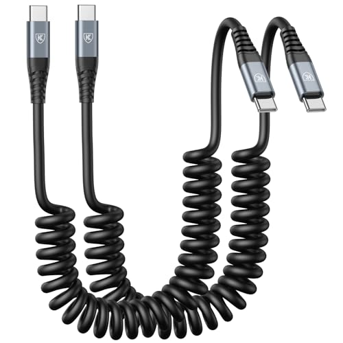 USB C to USB C Cable 6ft, 2Pack Coiled USB C Charger Cable Car, Type C Fast | Charging Cable for Carplay Android Auto iPhone 17/16/15/Pro Max/MacBook Pro 2020/iPad Pro 2020/iPad Air 4/Samsung Galaxy S23 - color: Black, size: 6FT