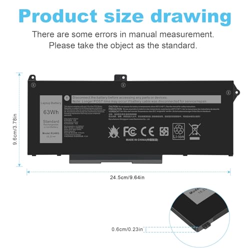 Fancy Buying RJ40G Laptop Battery for Dell Latitude 14 5420 Latitude 15 5520 Precision 15 3560 Series Laptop 01K2CF 075X16 WY9DX P137G P137G001 P104F P104F001 0WK3F1 0M3KCN 005R42 F3T9T 7RV10 - size: 9.64*3.78*0.23inch