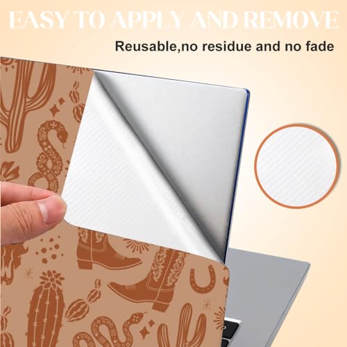 SUPERDANT 3 Pcs Laptop Skin Sticker Cover Decal Western Style PVC Waterproof Scratch-Resistant Cowboy Boots Cactus Trim-to-Fit for 12-15.6 Inch Notebook Wrap Personalize 14.9x10.6in - style: Western Style