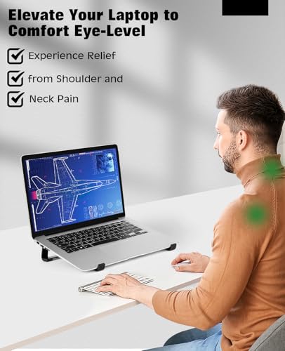 Thibault Laptop Stand for Desk - Aluminum Ergonomic Computer Stand，Laptop Riser, Cooling Laptop Holder, Compatible with MacBook Air Pro/Dell/HP/Lenovo/Alienware and 13-17 inches Laptops, Blue-Black - color: Blue Black