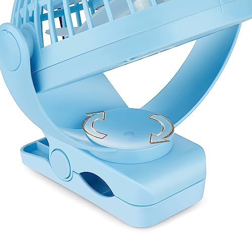 Viniper 6 inch USB Clip on Fan, Portable Small Desk Fan : 360° Rotation, 3 Speeds Wind Table Fan, Quiet Powerful for Home,Office (USB Powered Fan Not Rechargeable) - Light Blue - color: Light blue, style: USB Powered fan