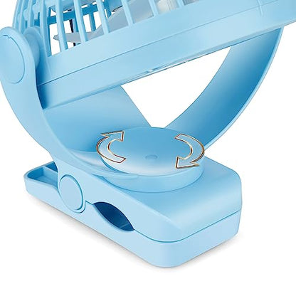 Viniper 6 inch USB Clip on Fan, Portable Small Desk Fan : 360° Rotation, 3 Speeds Wind Table Fan, Quiet Powerful for Home,Office (USB Powered Fan Not Rechargeable) - Light Blue - color: Light blue, style: USB Powered fan