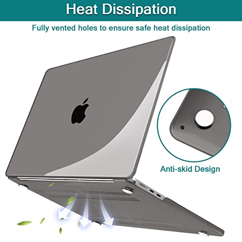 Teryeefi for m5 MacBook Air 13.6 Inch Case 2022-2025 2026 Model: A2681 M2/A3113 M3/A3240 M4, Hard Shell Cover with Keyboard Cover & USB 3.0 Adapter for New MacBook Air 13 M4 M3 M2 Chip, Crystal Grey - color: Crystal Grey