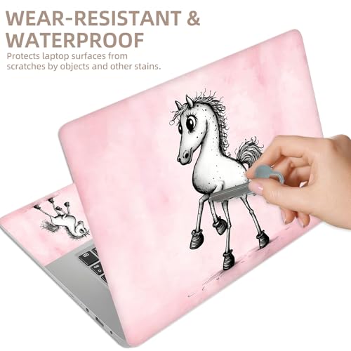 Universal Laptop Skin Sticker for 12/13/14/15.6 Inch Laptops, Reusable Vinyl Laptop Decal Cover, Waterproof Scratch Resistant Notebook Skin with 2 Wrist Pads,Cartoon Horse - color: Cartoon Horse