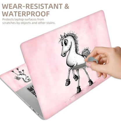 Universal Laptop Skin Sticker for 12/13/14/15.6 Inch Laptops, Reusable Vinyl Laptop Decal Cover, Waterproof Scratch Resistant Notebook Skin with 2 Wrist Pads,Cartoon Horse - color: Cartoon Horse