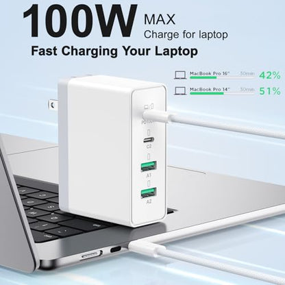 140W USB C Charger Block, 4-Port GaN Multi-Device Fast Charger Adapter | Fast Charging Block with Foldable Plug,Type C Wall Charger Power Adapter for MacBook Air/Pro,iPad, iPhone 17/16 Series,Galaxy