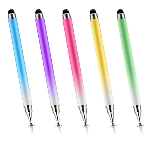 5 Pack 2 in 1 Stylus Pen for Touchscreen,iPad,iPhone,Stylus Pens | LAPOCOVER Stylus Pens,High Precision & Sensitivity, Compatible for iPad/Android Tablets, Laptop and Touchscreens - color: Blue/Green/Pink/Purple/Yellow