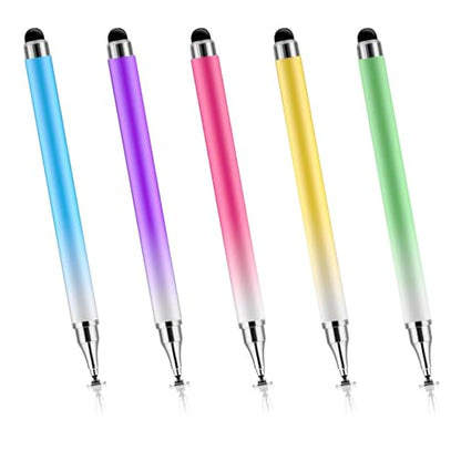 5 Pack 2 in 1 Stylus Pen for Touchscreen,iPad,iPhone,Stylus Pens | LAPOCOVER Stylus Pens,High Precision & Sensitivity, Compatible for iPad/Android Tablets, Laptop and Touchscreens - color: Blue/Green/Pink/Purple/Yellow