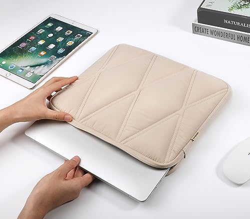Voova Puffy Laptop Sleeve Case 13 13.6 Inch Compatible with MacBook Air 13 M1/M2/M3/M4 2020-2025, MacBook Pro 13/14, IPad Air/Pro 13, Cute Computer Cover Bag with Accessories Pouch, Apricot - color: Apricot, size: 13-13.6 Inch