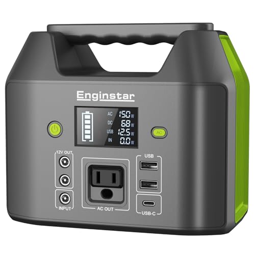 EnginStar Portable Power Station, 150W 155Wh Power Bank with 110V AC Outlet, 6 Outputs External Battery Pack Portable Backup Battery Laptop Charger with LED Light for Home Camping - color: Green