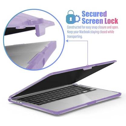 IBENZER Hexpact Protective MacBook Air 13 inch Case M5 2026 M4 2025 M3 M2 2024-2022 A3449 A3240 A3113 A2681, Heavy Duty Case & KeyboardCover & ScreenFilm, Lilac Purple, HPE-KK-LLPU+2 - color: Lilac Purple