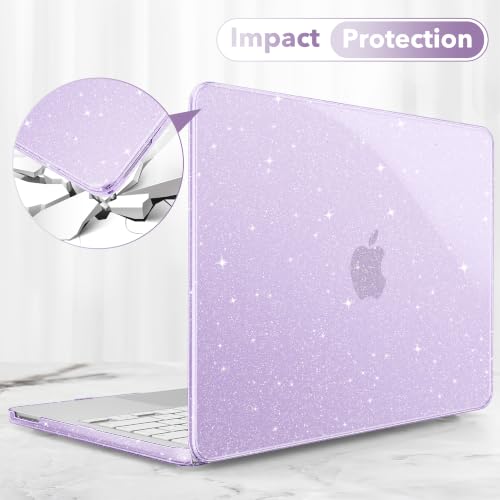 May Chen Compatible with MacBook Neo 13 inch Case 2026 Model A3404, Plastic Hard Shell,Keyboard Cover,Screen Protector,Dust Plug, for MacBook Neo 13" with A18 Pro Chip, Glitter Purple - color: Glitter Purple