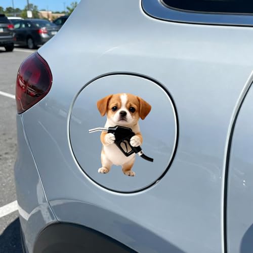 Animal Car Fuel Tank Sticker Decal, Funny Vinyl Automotive Fuel Lid Sticker, Self-Adhesive Water-Resistant Vehicle Exterior Body Decal Decoration for Cars, Trucks, SUVs, Laptops(Dog) - size: Dog