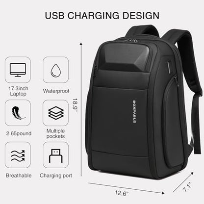 Travel Business Anti Theft Backpack for Men Fits 17.3" Laptop | Water Resistant, USB Charging Port, Lightweight, Large Work Computer Bag, Carry on Tech Backpack, Gift for Office Men