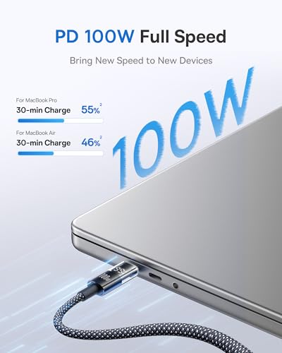 Baseus USB C Cable, 100W 5A Fast Charging USB C Charger Cable with LED Display, Zinc Alloy Nylon Braided USB C to USB C Cable for iPhone 16/Pro/Plus/Pro Max, MacBook, iPad Pro, Galaxy S24/S23 (6.6ft) - size: 6.6ft